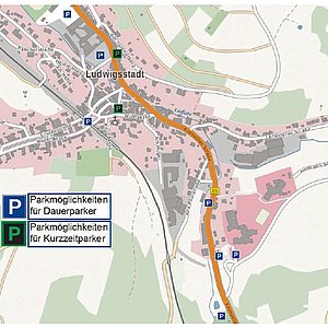 Karten mit eingezeichneten Parkmöglichkeiten